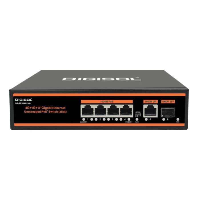 DIGISOL 4 Port PoE Gigabit Ethernet Unmanaged Switch with 2 1G Uplink Ports – DG-GS1006PFS-B - Image 2