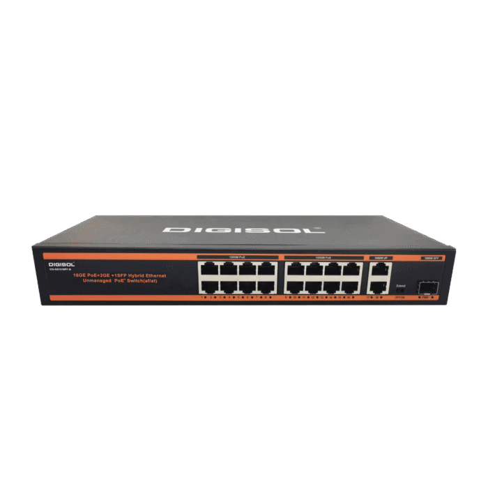 DIGISOL 16 Port PoE Gigabit Unmanaged Switch with 3 Uplink Ports – DG-GS1019PF-B - Image 1