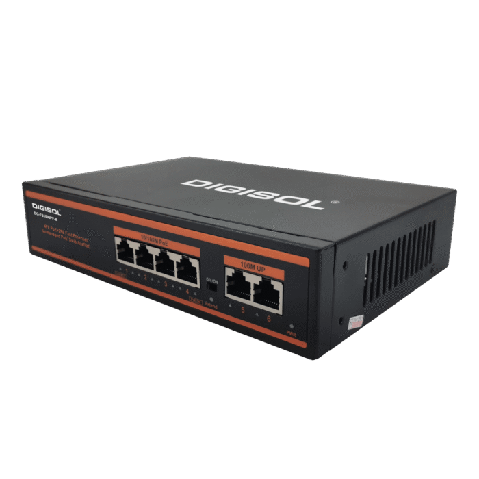DIGISOL 4 Port PoE Fast Ethernet Unmanaged Switch with 2 Uplink Ports – DG-FS1006PF-B - Image 4